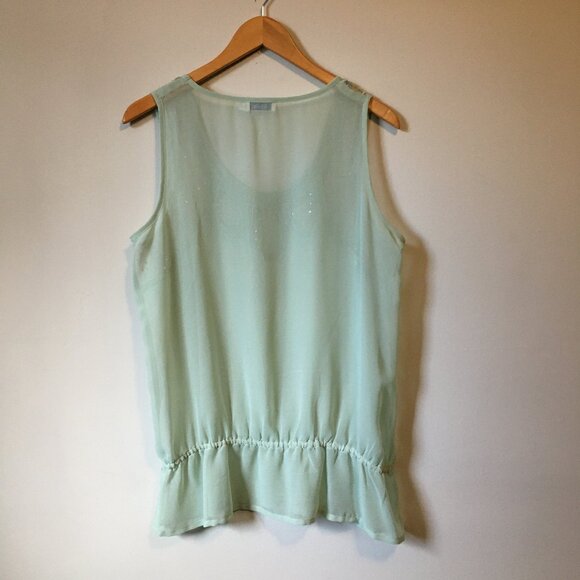 Seafoam Green Sheer Sequin and Bead Mermaidcore Tank Top - Picture 2 of 13